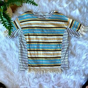 Colorful, striped Zara tee with fringe detail